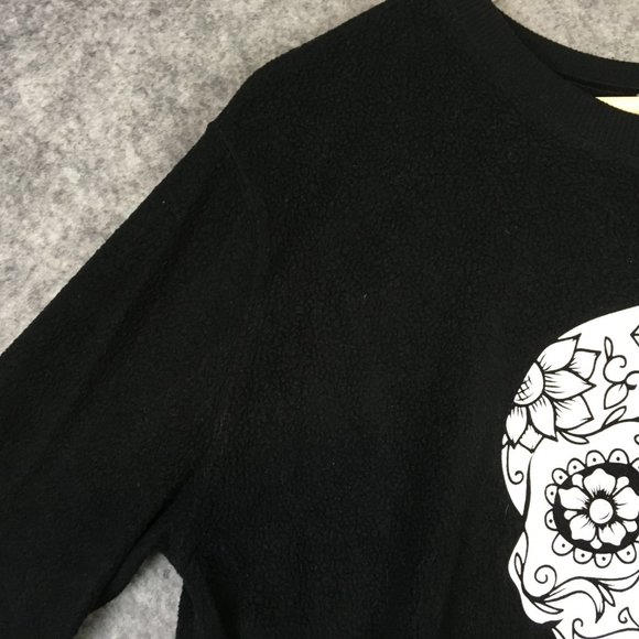 No Boundaries Sweatshirt L 11 13 Black Fleece Candy Skull Long Sleeve Crew Neck - Picture 6 of 11